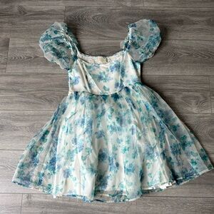 Altar’d State Puffy Sleeve Flowy Floral Above The Knee Dress